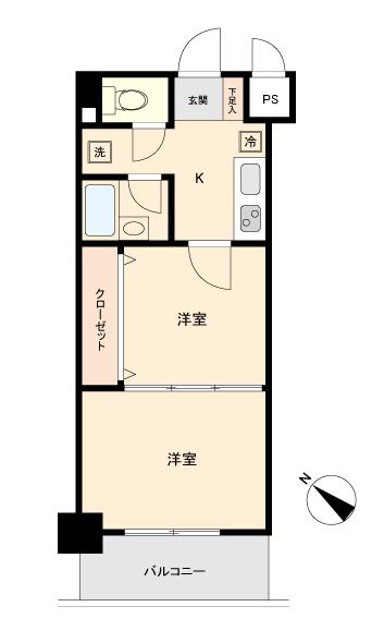 リビングステージ東仙台(2K/1階)の間取り写真
