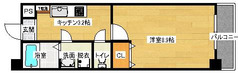 デルタ幟町(1K/7階)の間取り写真