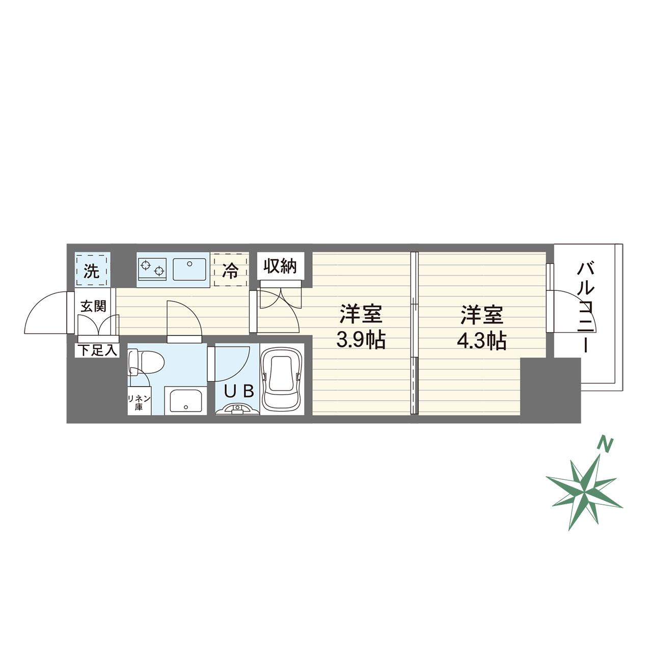 プライムネクサス大鳥居 BELL COURT(1DK/3階)の間取り写真