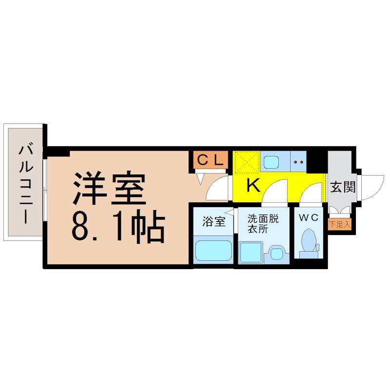 エスリード名古屋東別院(1K/3階)の間取り写真