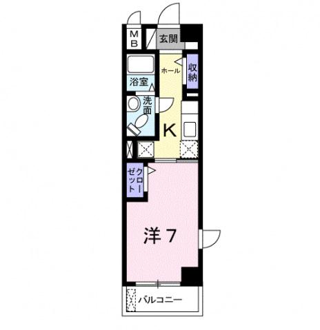 クラール ハイレン(1K/2階)の間取り写真