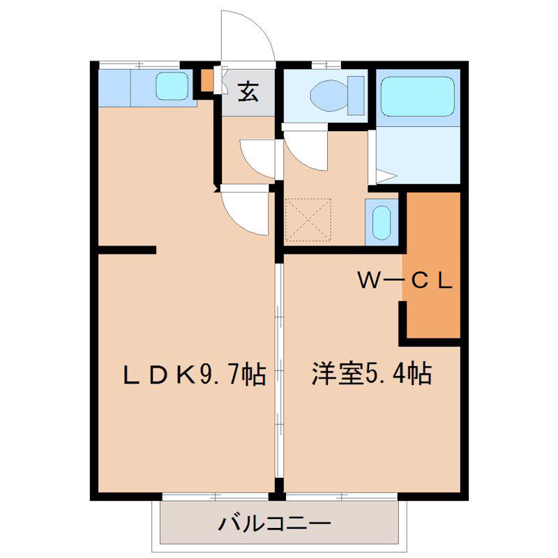 ヤイタハイツ(1LDK/2階)の間取り写真