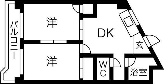第2協和コーポ(2DK/6階)の間取り写真