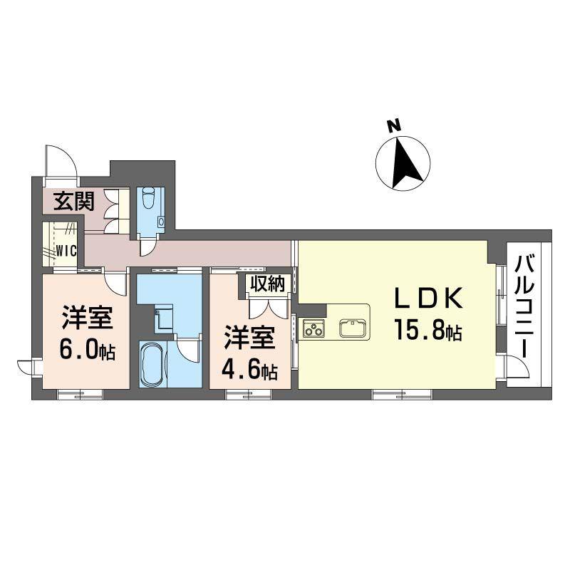 アンムート戸越公園(2LDK/3階)の間取り写真