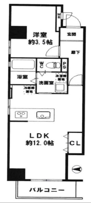 GSハイム西長堀(1LDK/6階)の間取り写真