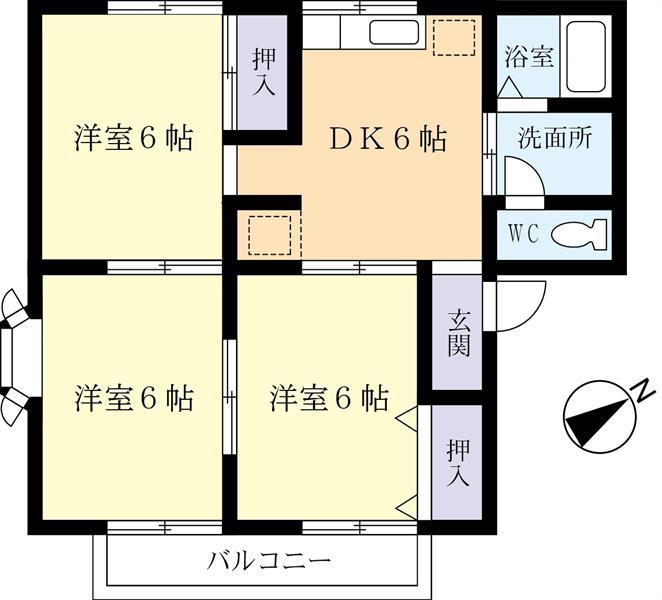 グリーンコーポA(3DK/1階)の間取り写真