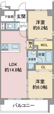 プランドール上社(2LDK/4階)の間取り写真