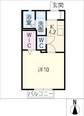 パストラルハイム(1K/2階)の間取り写真