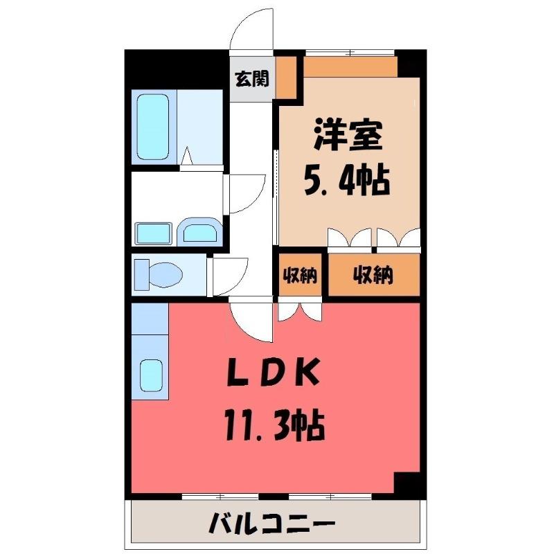グランディ―ル(1LDK/2階)の間取り写真