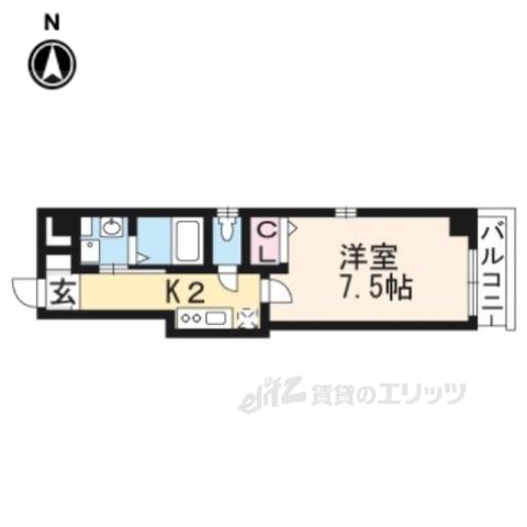 レヴィア京町(1K/1階)の間取り写真