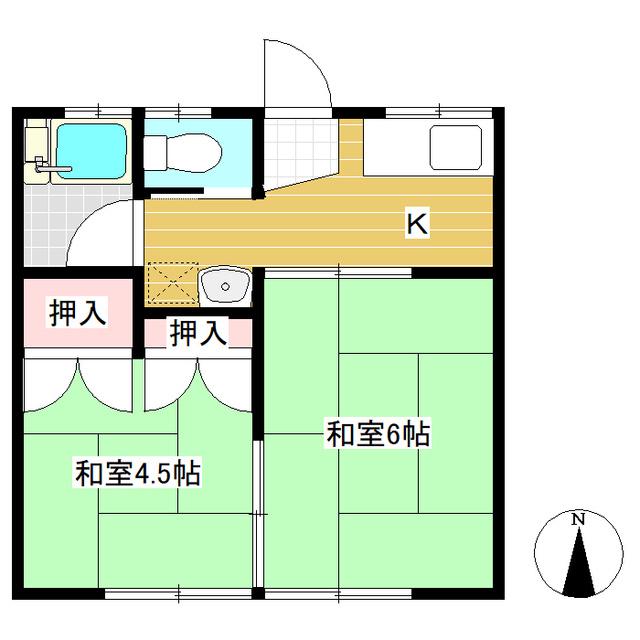 丸満ハイツ(2K/1階)の間取り写真