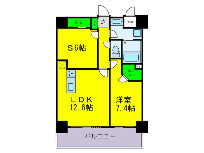 ネオクレンツ川西(1SLDK/4階)の間取り写真