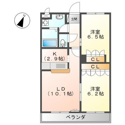 ERIRUNA MIKADUKI(2LDK/2階)の間取り写真