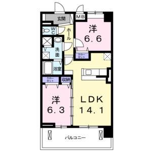 ミル・ベネフィス(2LDK/1階)の間取り写真