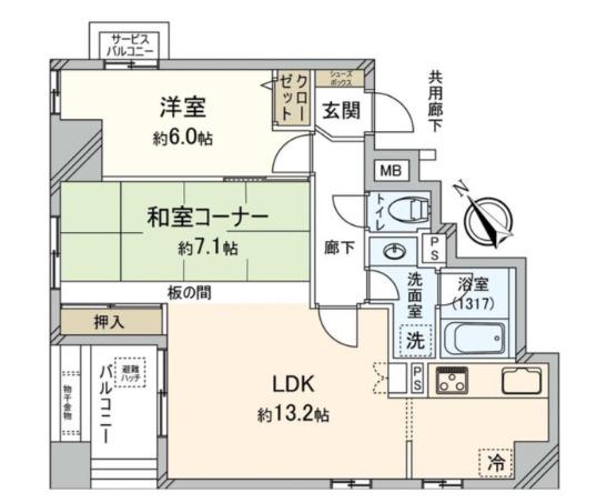 セレッソコート靱公園北(2LDK/9階)の間取り写真