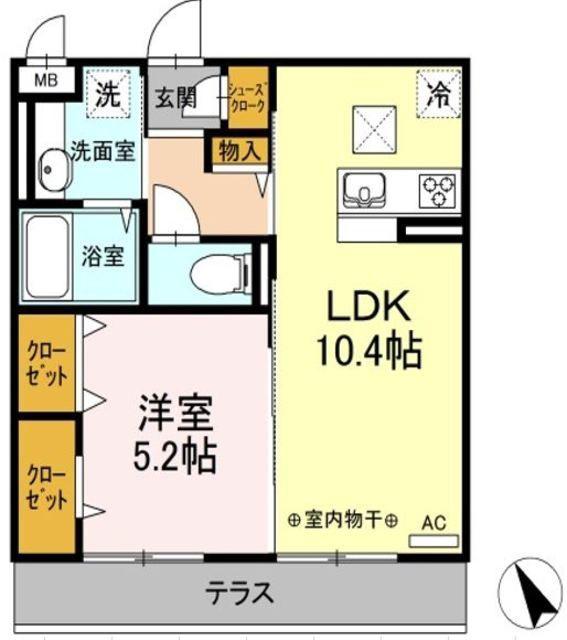BLESS港南上大岡A棟ブレスコウナンカミオオオカ(1LDK/1階)の間取り写真