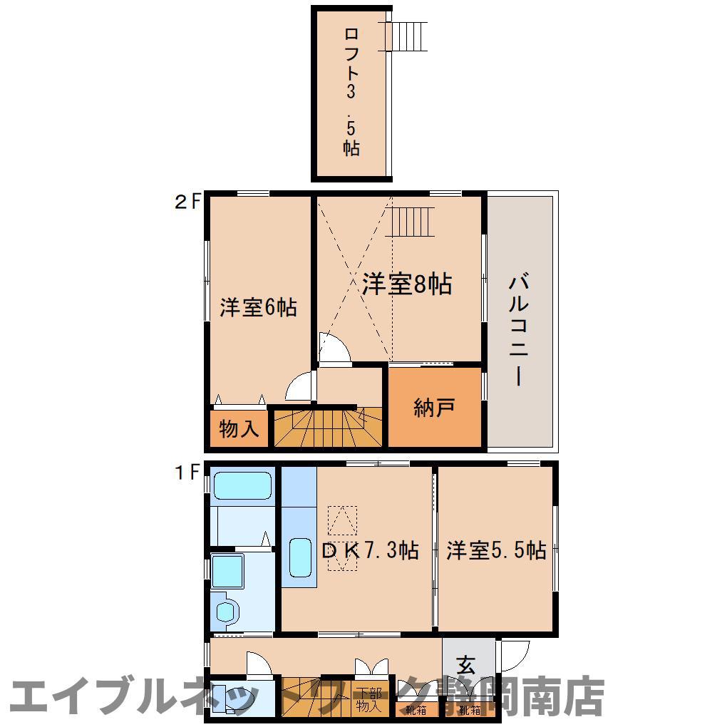 シャンテ(3DK/1階)の間取り写真
