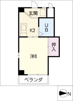 グリーンヒル藤ヶ丘(1K/3階)の間取り写真