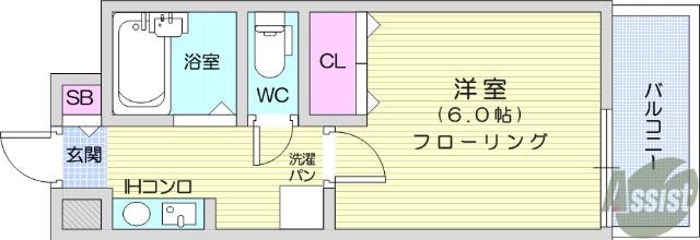 サンシティ柏木Ⅰ(1K/2階)の間取り写真