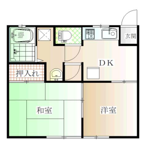 明石荘(2DK/1階)の間取り写真
