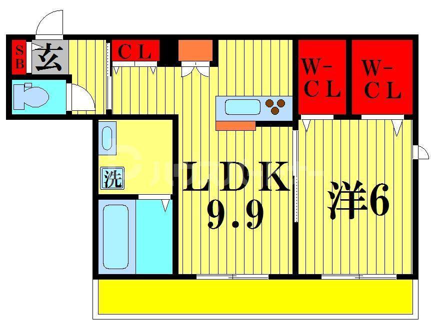 ベルデュール西船橋(1LDK/2階)の間取り写真