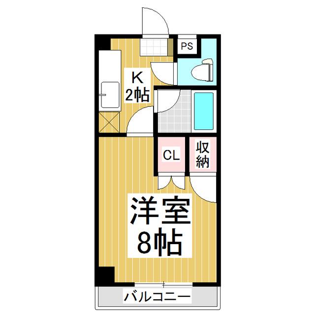 ブライト王神ハイツ(1K/2階)の間取り写真
