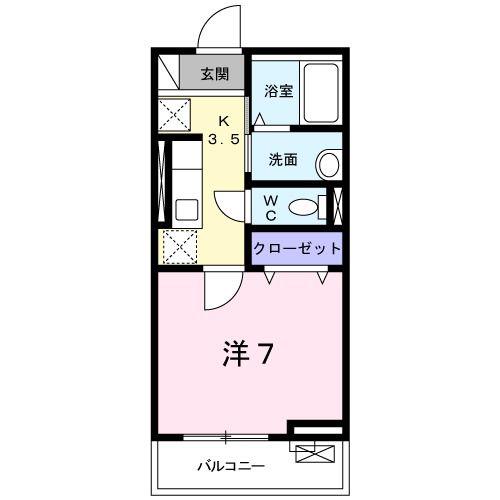 フェンネル(1K/2階)の間取り写真