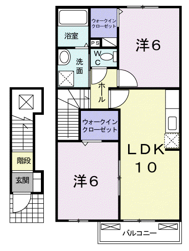ヴィーヴォ(2LDK/2階)の間取り写真