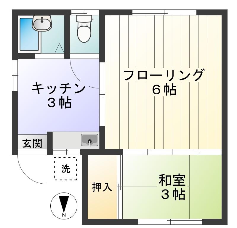 中島荘(2K/2階)の間取り写真
