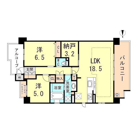 プレイズ塚口(2SLDK/5階)の間取り写真
