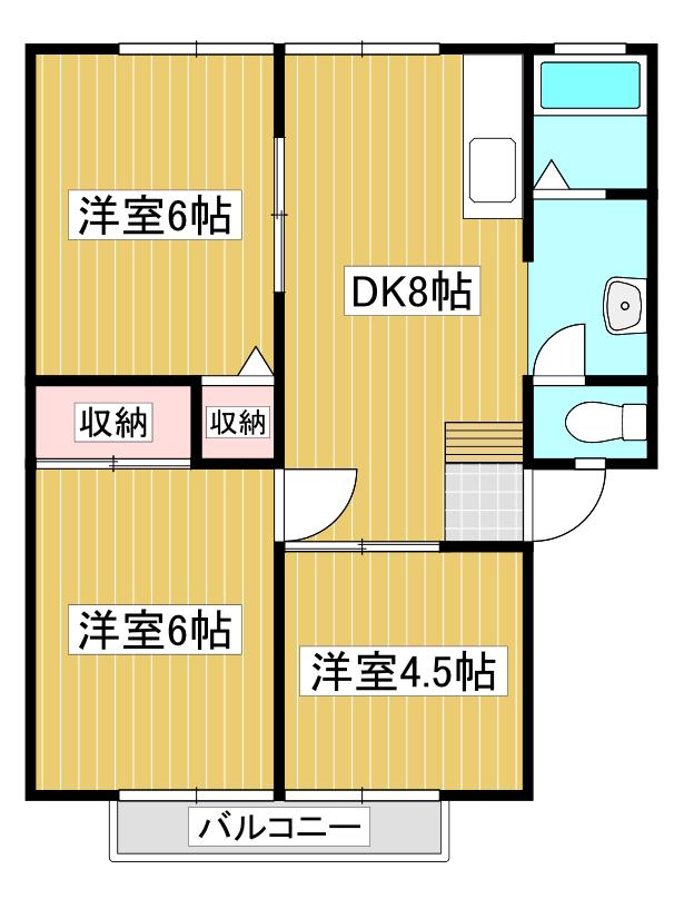 アビタシオン三里塚II(3DK/1階)の間取り写真