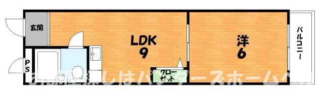 ロイヤル牧野ビル(1LDK/4階)の間取り写真