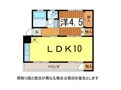 山本ビル(1LDK/2階)の間取り写真