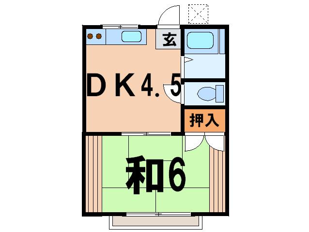 めじろハイツ(1DK/2階)の間取り写真