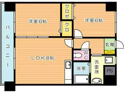 アンテスII(2LDK/5階)の間取り写真