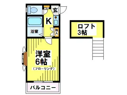 レオパレス府中(1K/1階)の間取り写真