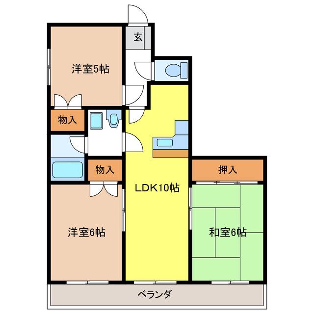 ナガラアンクレー(3LDK/4階)の間取り写真