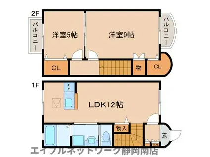 COUR VERTE (2LDK/1階)の間取り写真