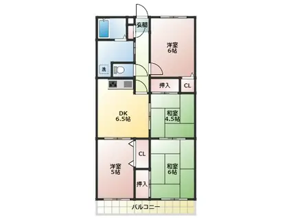 キィロックハウス(4DK/3階)の間取り写真