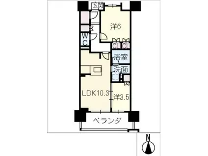 オーパスレジデンス名古屋ステーション(2LDK/15階)の間取り写真