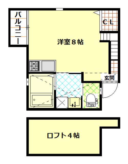 アメニティー東小島(ワンルーム/2階)の間取り写真