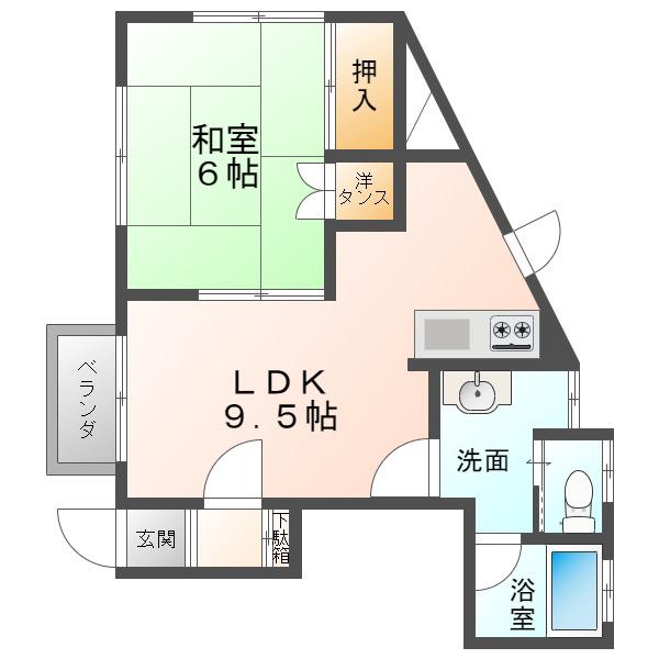パークパレス(1LDK/2階)の間取り写真