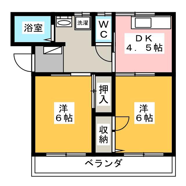 メゾン中沢(2DK/1階)の間取り写真