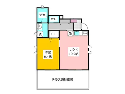 PARKSIDE PLUMERIA(1LDK/1階)の間取り写真