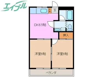 サン高茶屋ハイツ(2DK/1階)の間取り写真