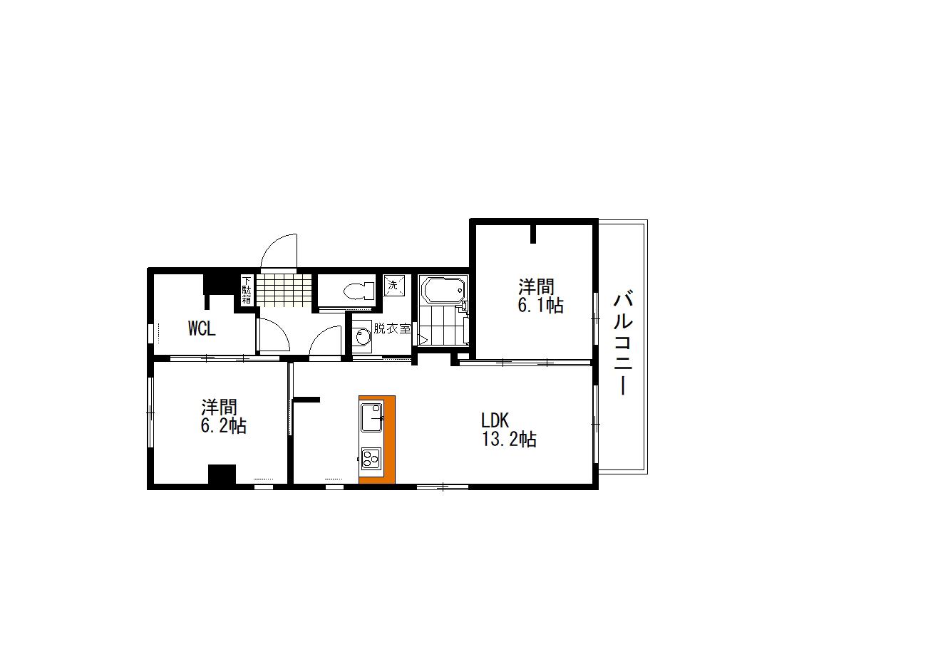 薬園町マンション(2LDK/2階)の間取り写真