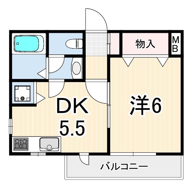 プリモディーネ深江本町(1DK/1階)の間取り写真
