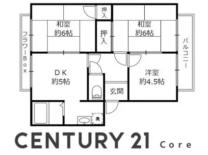 シャルム野洲 野洲市野洲(3DK/2階)の間取り写真