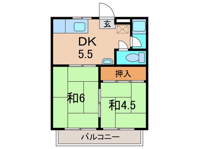 友清ハイツ(2DK/1階)の間取り写真