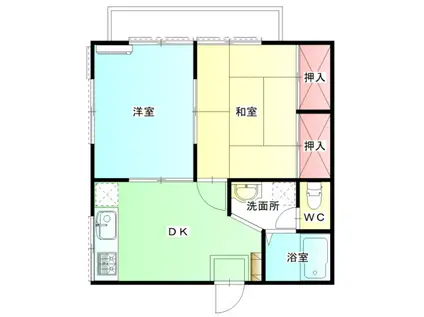 タウンエイティ(2DK/1階)の間取り写真